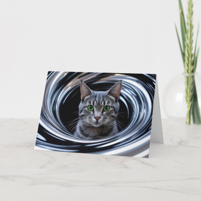 Cute Grey Tabby Gyre Card (Front)