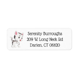 Cute Grey Tabby Kitten Kitty Cat Lover Mum Return Address Label
