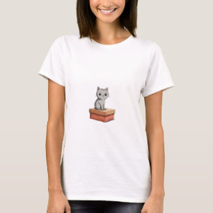 Cute Grey Tabby Kitten Sitting on a Box T-Shirt