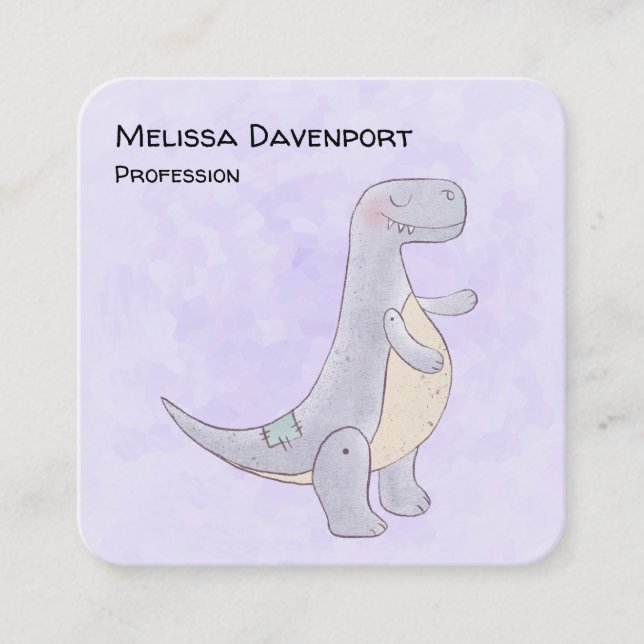 Cute Grey Tyrannosaurus Rex Dinosaur Toy Business  Square Business Card (Front)