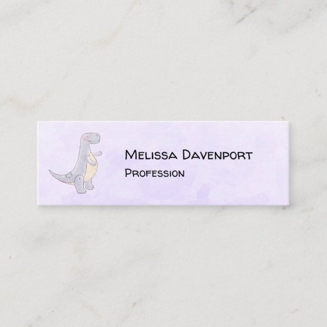 Cute Grey Tyrannosaurus Rex Dinosaur Toy Mini Business Card (Front)