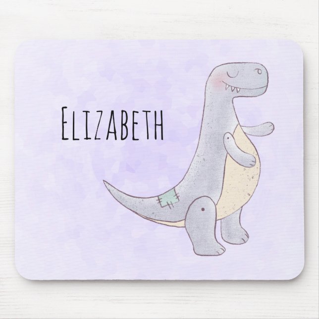 Cute Grey Tyrannosaurus Rex Dinosaur Toy Mouse Pad (Front)