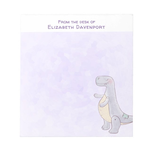 Cute Grey Tyrannosaurus Rex Dinosaur Toy Notepad (Front)