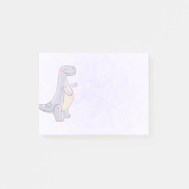 Cute Grey Tyrannosaurus Rex Dinosaur Toy Post-it Notes (Front)
