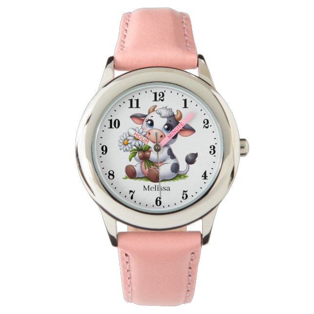 Cute grey white cow lovers watch (Front)