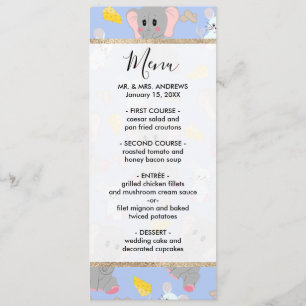 Cute Grey White Elephant Mouse Peanut Cheese Menu