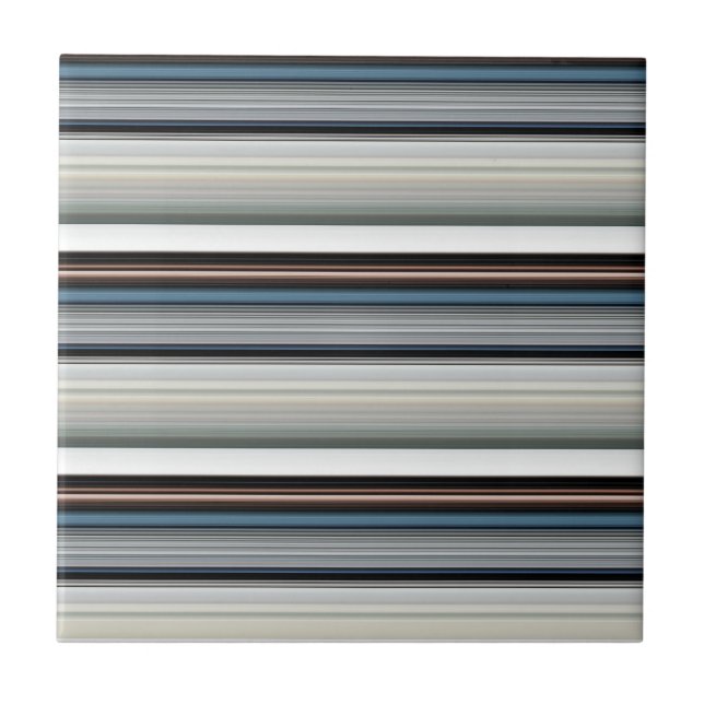 Cute grey white stripes ceramic tile (Front)