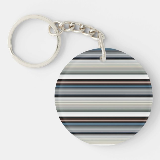 Cute grey white stripes key ring (Front)