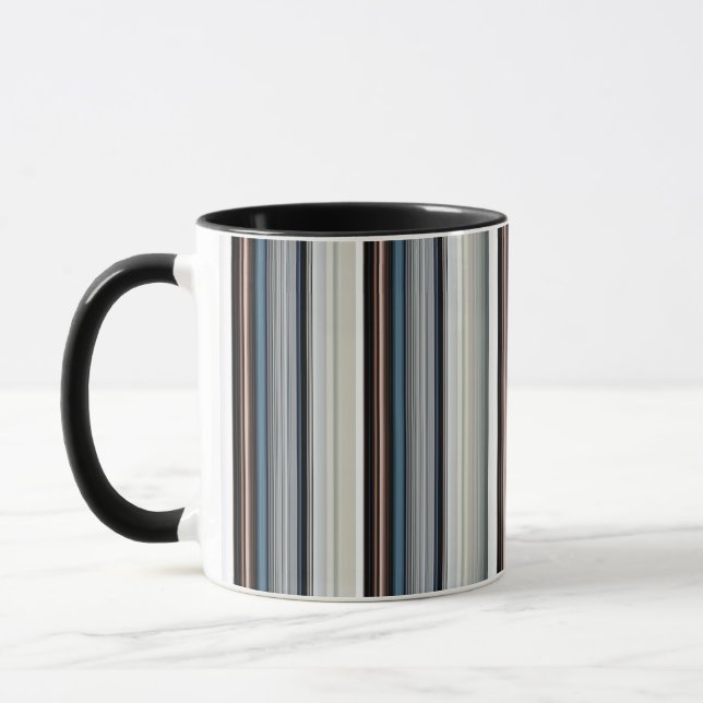 Cute grey white stripes mug (Left)