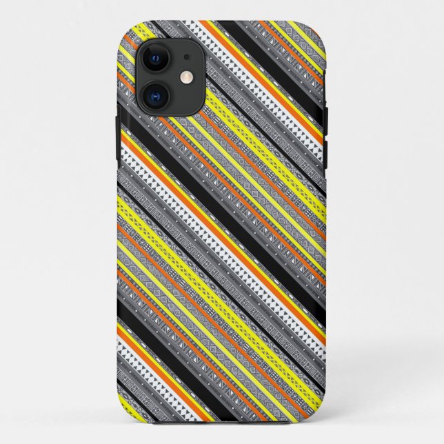 Cute grey yellow orange aztec patterns Case-Mate iPhone case (Back)