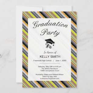 Cute grey yellow orange aztec patterns invitation