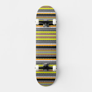 Cute grey yellow orange aztec patterns skateboard