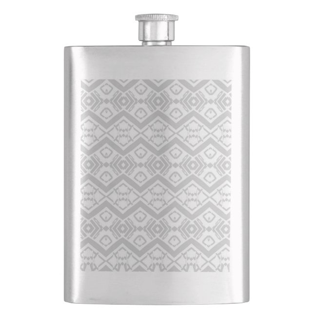 Cute grey zigzag pattern  mug button hip flask (Front)