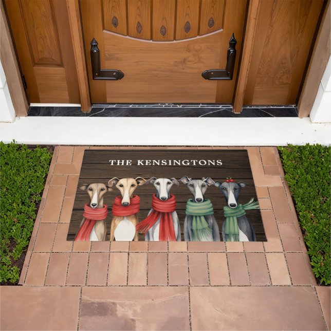 Cute Greyhound and Whippets Dogs in Scarves Doormat (Outdoor)