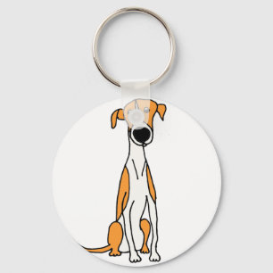 Cute Greyhound Dog Cartoon Original Key Ring