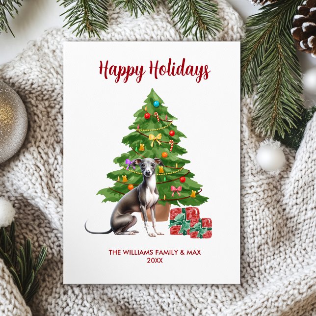 Cute Greyhound Dog Family Christmas Holiday Card (Creator Uploaded)