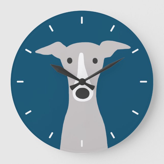 Cute Greyhound Italian Greyhound or Whippet Dog Large Clock (Front)