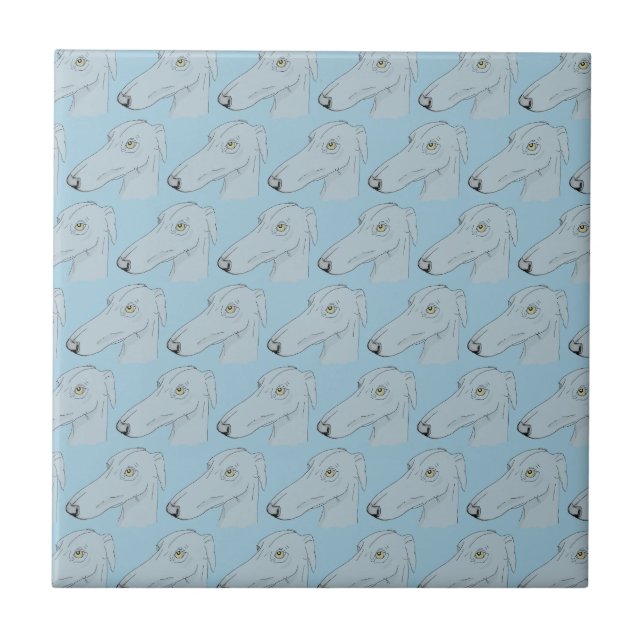 Cute greyhound pattern ceramic tile (Front)