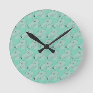 Cute greyhound pattern round clock