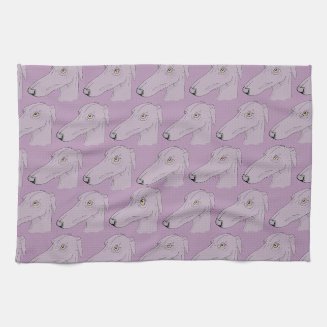 Cute greyhound pattern tea towel (Horizontal)