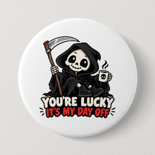 Cute grim reaper dark humour 7.5 cm round badge
