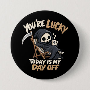 Cute grim reaper dark humour 7.5 cm round badge