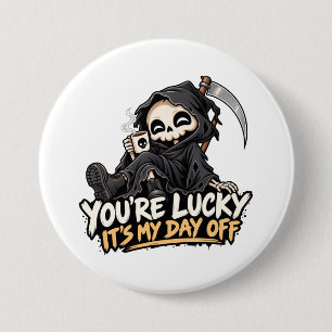 Cute grim reaper dark humour 7.5 cm round badge