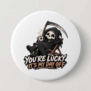 Cute grim reaper dark humour 7.5 cm round badge