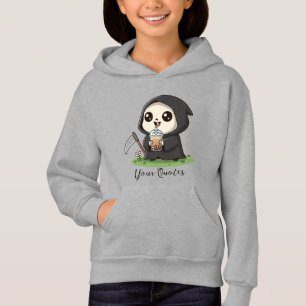 Cute Grim Reaper Drinking Boba Tea