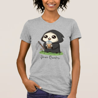 Cute Grim Reaper Drinking Boba Tea T-Shirt