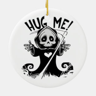 Cute Grim Reaper Hug Me Ceramic Tree Decoration