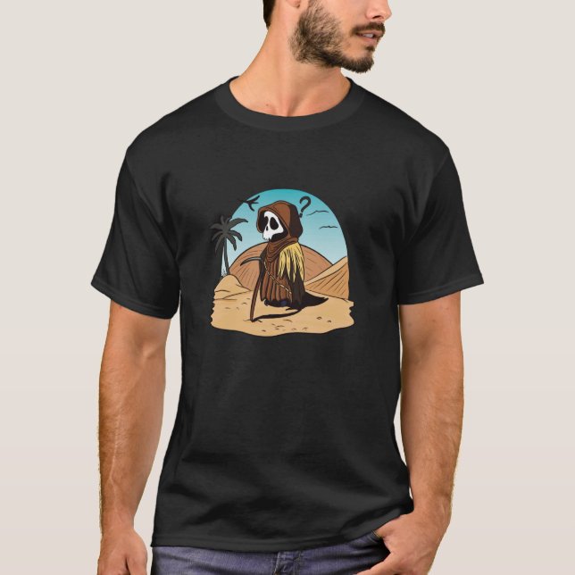 Cute Grim Reaper Lost In the Desert T-Shirt (Front)