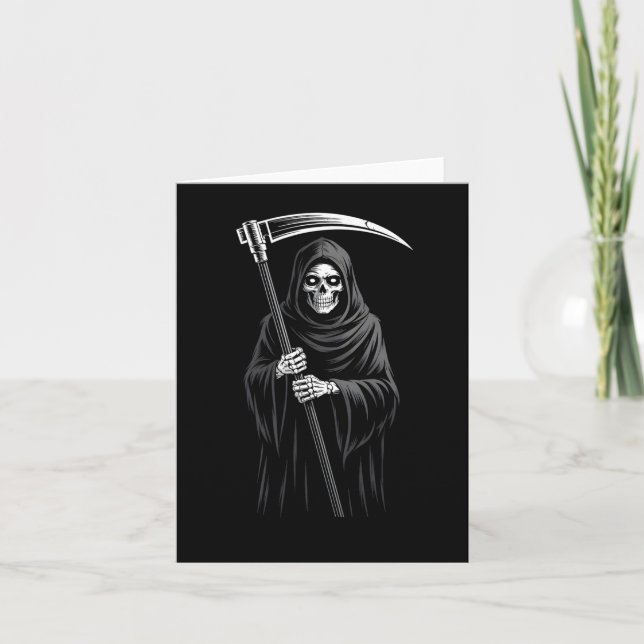 Cute Grim Reaper Spooky Grave Candy Digger Monster Card (Front)