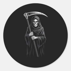 Cute Grim Reaper Spooky Grave Candy Digger Monster Classic Round Sticker