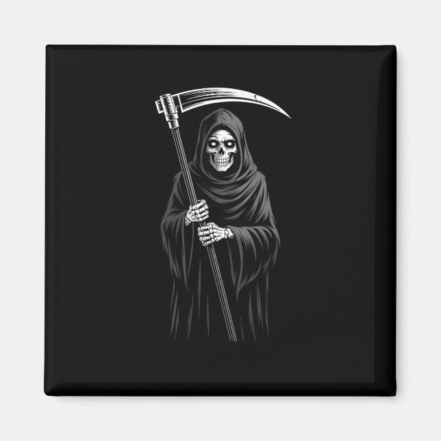 Cute Grim Reaper Spooky Grave Candy Digger Monster Magnet (Front)