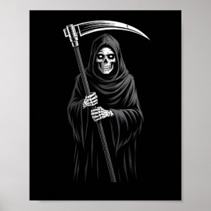 Cute Grim Reaper Spooky Grave Candy Digger Monster Poster