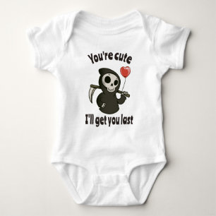 Cute Grim Reaper with romantic heart Baby Bodysuit