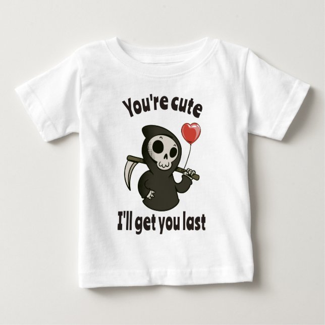 Cute Grim Reaper with romantic heart Baby T-Shirt (Front)