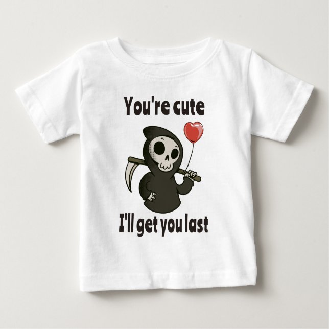 Cute Grim Reaper with romantic heart Baby T-Shirt (Front)