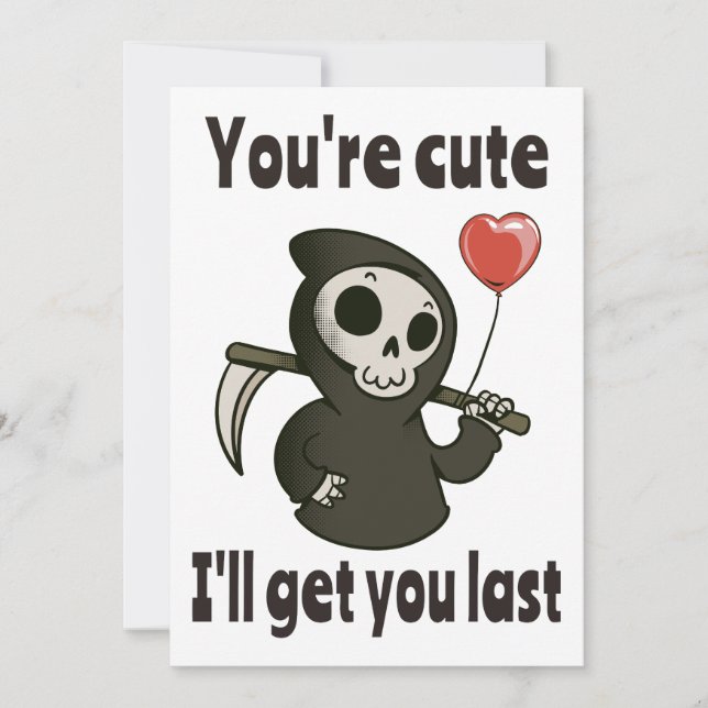 Cute Grim Reaper with romantic heart Invitation (Front)