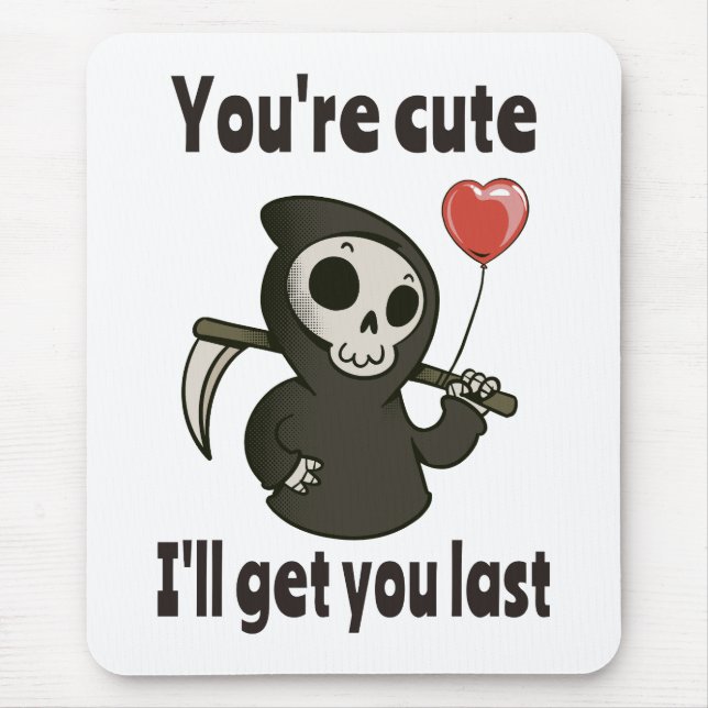 Cute Grim Reaper with romantic heart Mouse Pad (Front)