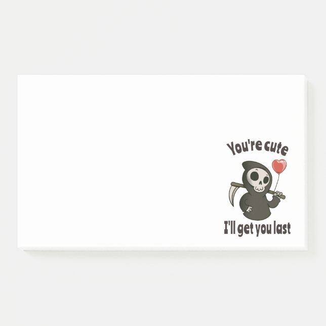 Cute Grim Reaper with romantic heart Post-it Notes (Front)