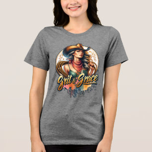 Cute grit grace Western Cowgirl Tri-Blend Shirt