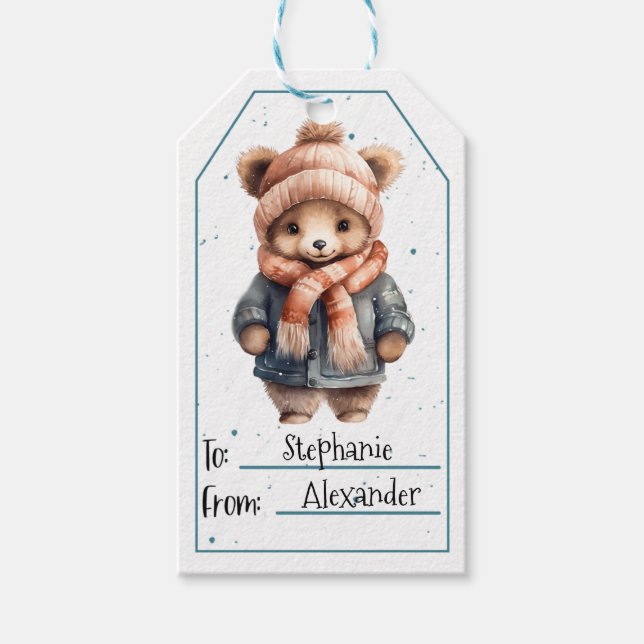 Cute Grizzly Cub Gift Tags (Front)