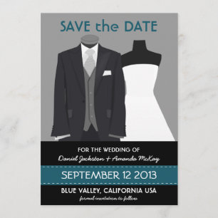 Cute Groom and Bride Mannequin Save the Date