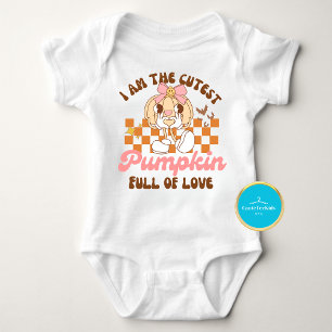 Cute Groovy Baby Pumpkin Halloween Baby Bodysuit 