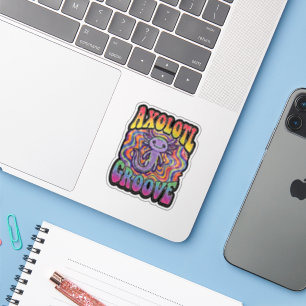 Cute Groovy Hippie Axolotl Retro 70s Rainbow Art