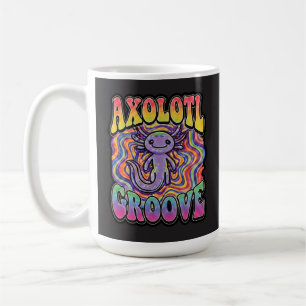 Cute Groovy Hippie Axolotl Retro 70s Rainbow Art Coffee Mug