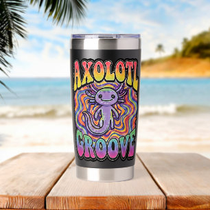 Cute Groovy Hippie Axolotl Retro 70s Rainbow Art Insulated Tumbler