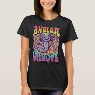 Cute Groovy Hippie Axolotl Retro 70s Rainbow Art T-Shirt